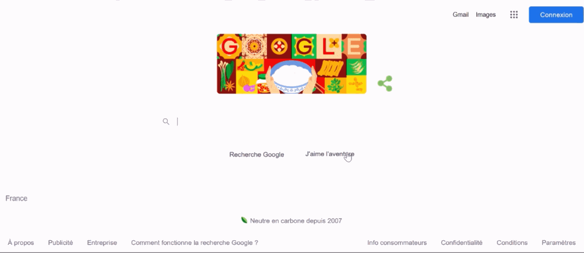 Oeuf de Pâques de Google J'aime l'aventure.